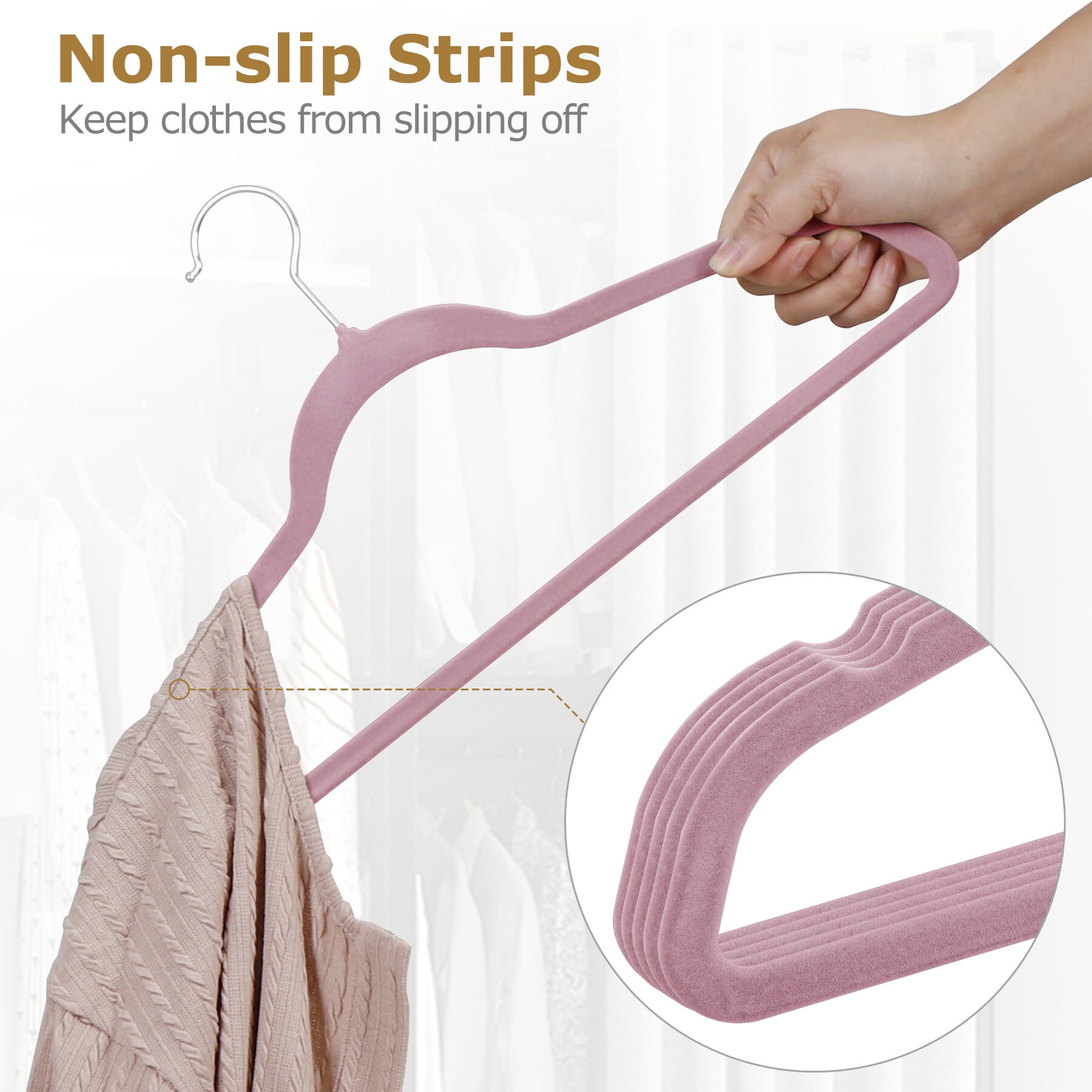 ZENSTYLE Velvet Hanger Skirt Hanger (100 Pack) Durable Junior Clothes Hangers Plastic Suit hanger Pink