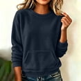 thumbnail image 2 of Womens Sweatshirt with Pockets Lightweight Long Sleeve Round Neck Sweatshirt Keep Warm Tops, 2 of 7