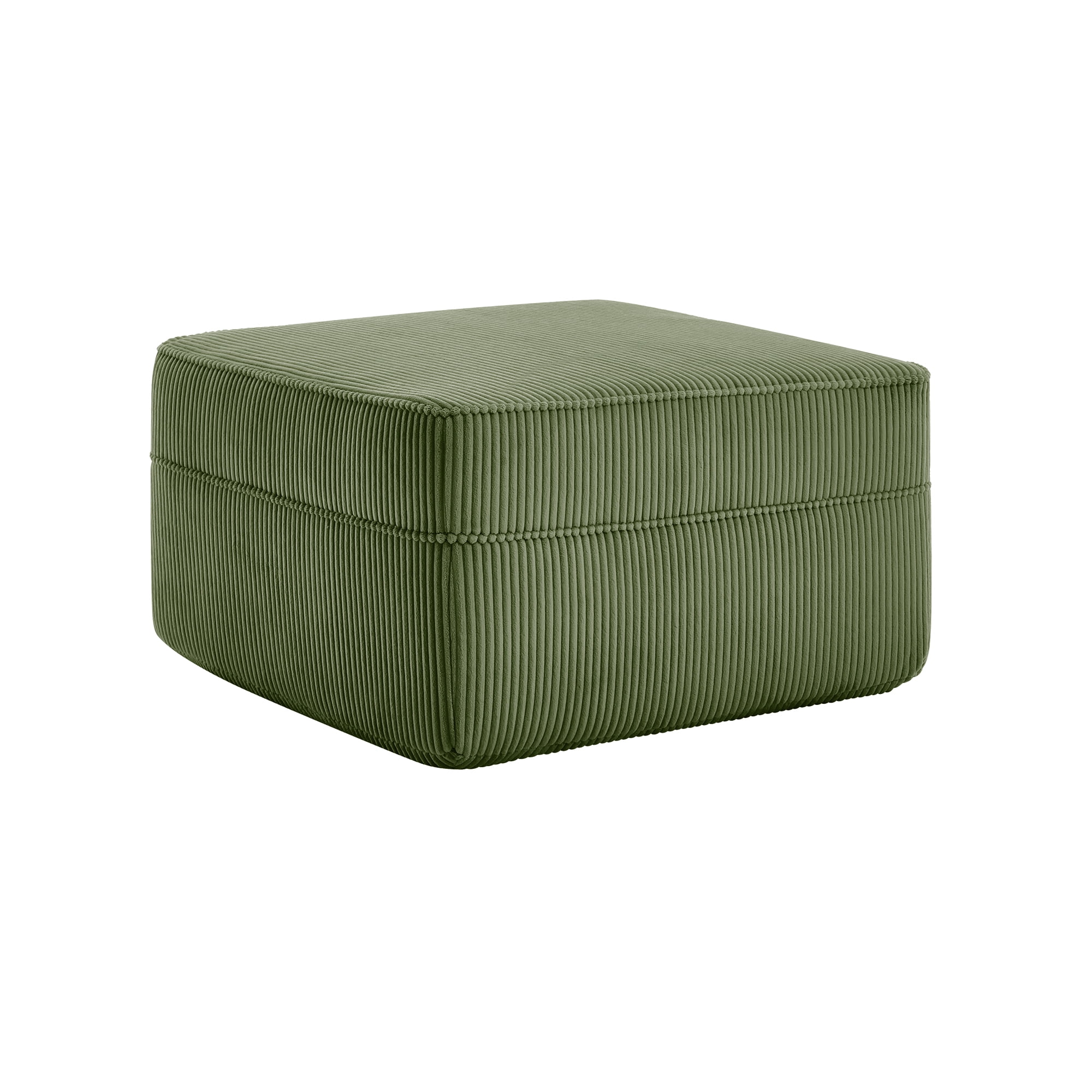 BOFANG Large Square Corduroy Ottoman in Green, Plush Footrest and Bench, Ready to Use