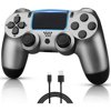 Wireless Game Controller Compatible with PS4,Analog Sticks/6-Axis Motion Sensor With Charging Cable- Steel Black