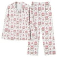 thumbnail image 6 of Lorytime Christmas Pajamas Set for Women Santa Claus Long Sleeved Collared Tops Elastic Waist Pants Casual Sleepwear, 6 of 7