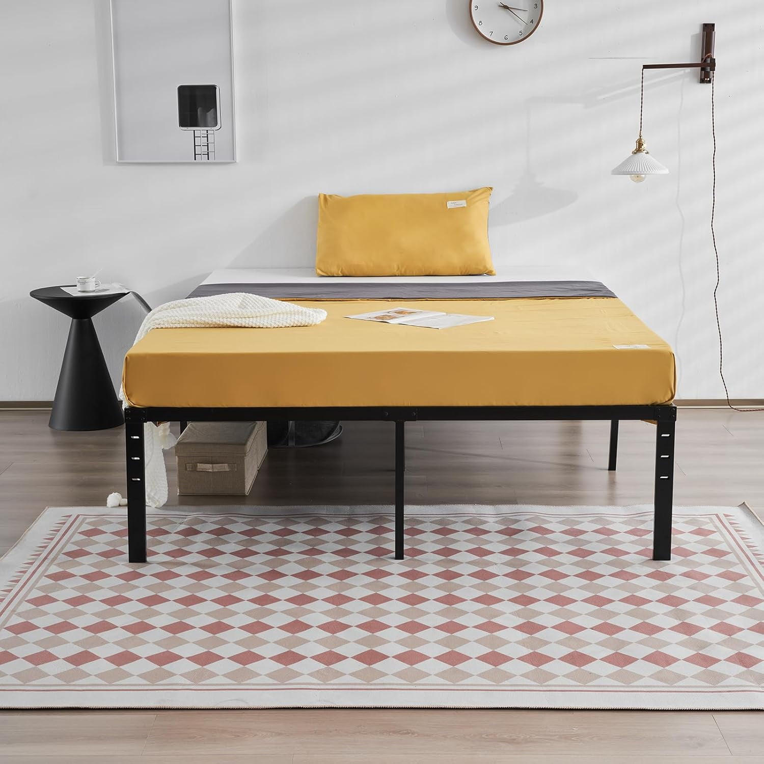 Matladin Full Size Bed Frame with 12'' High, Metal Platform, Mattress Foundation Bed Base, 1000lbs Capacity Steel Slat Support, No Box Spring Needed, Black