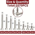 thumbnail image 4 of 1070pcs Wood Screws Assortment Kit Phillips Tips Wood Screws Set Screws Flat Head Assorted Screws M2 X 4/5/6/8/10/12/16/20 Carbon Steel Nickel Plated, 4 of 8