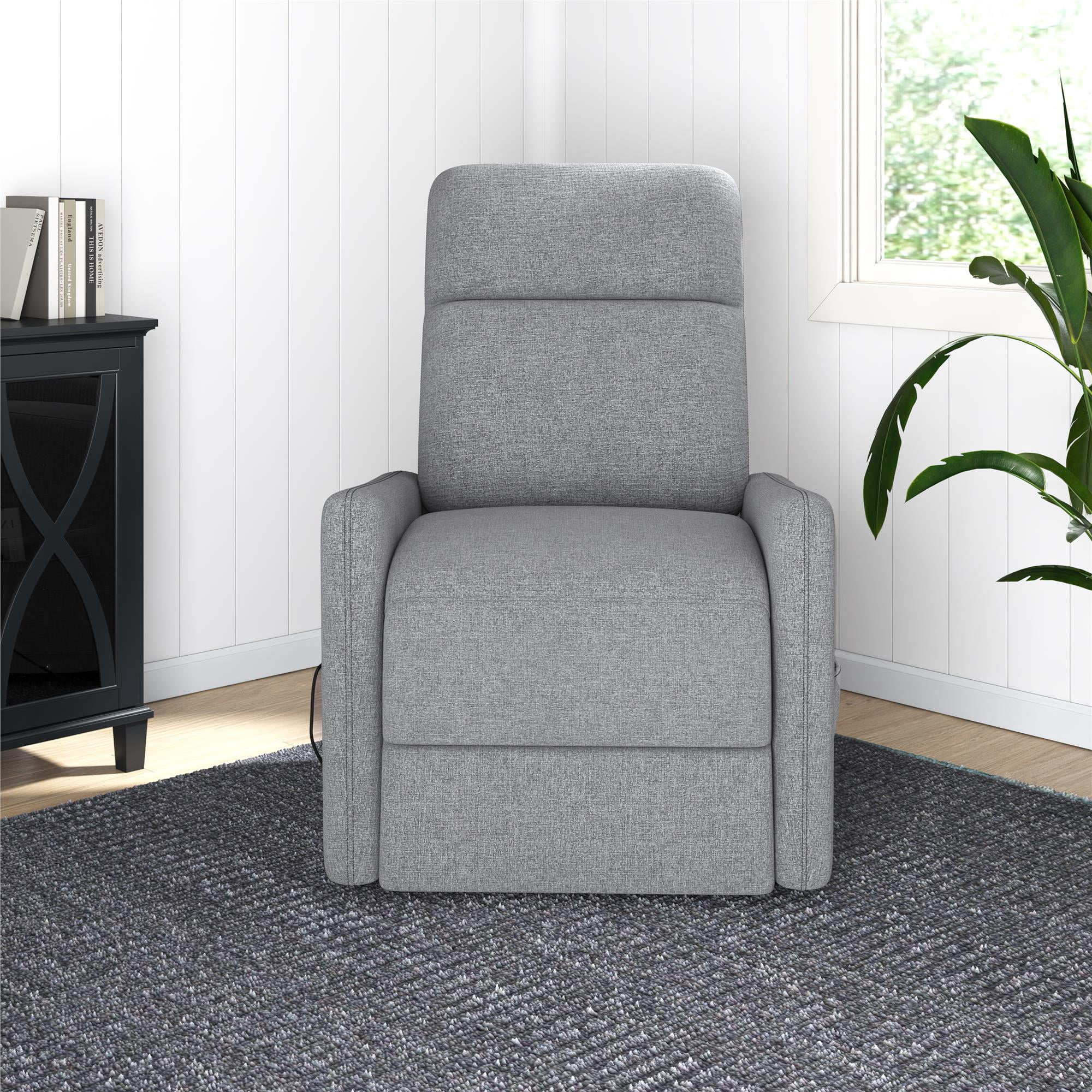 DHP Kai Power Recliner Chair with 8 Zone Massage and Lumbar Heat, Dark Gray Linen