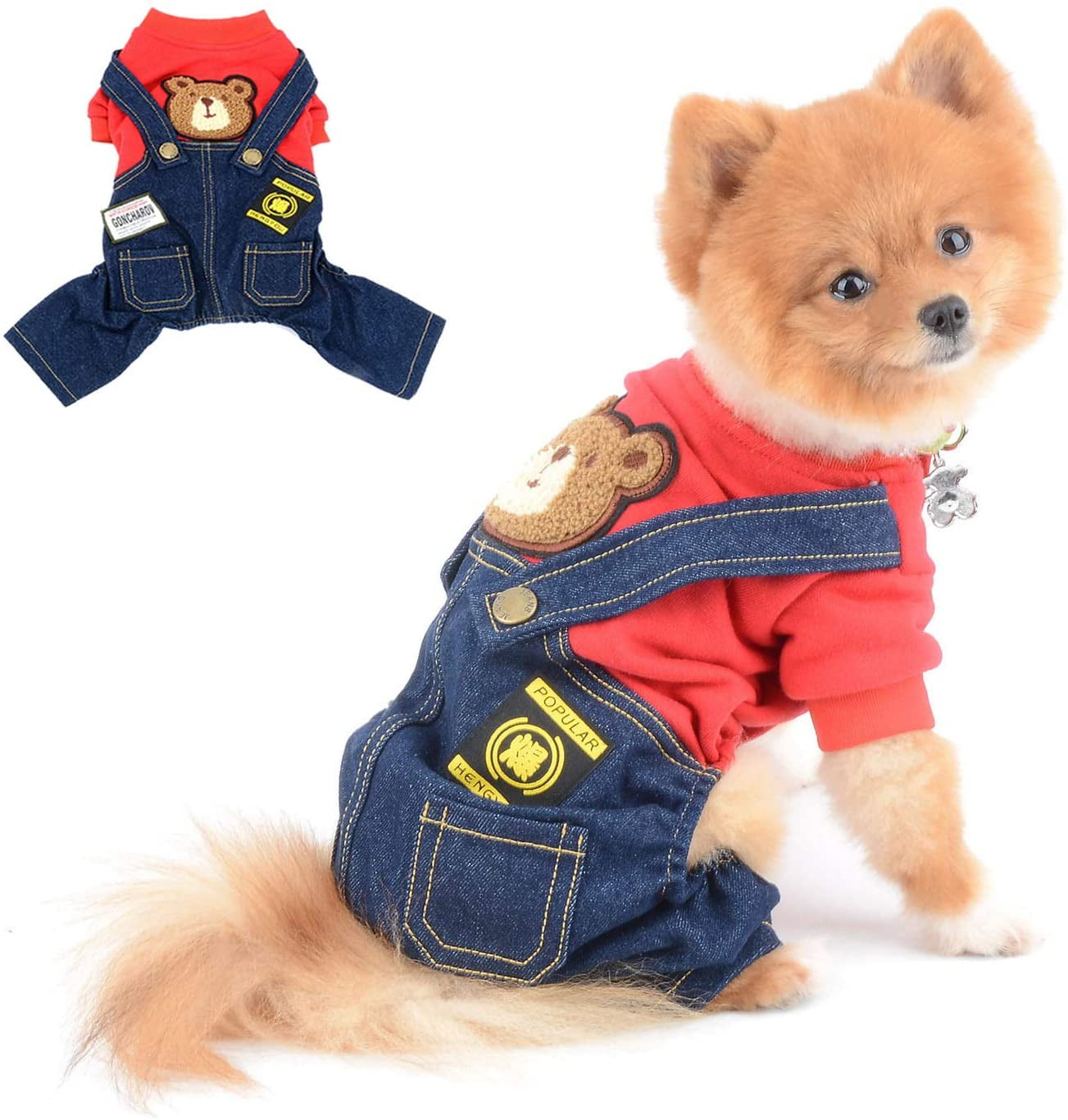 Dog Outfits For Small Dogs
 Dog Outfits for Small Dogs Boy Girl Spring Shirts Denim Bib Pants 2