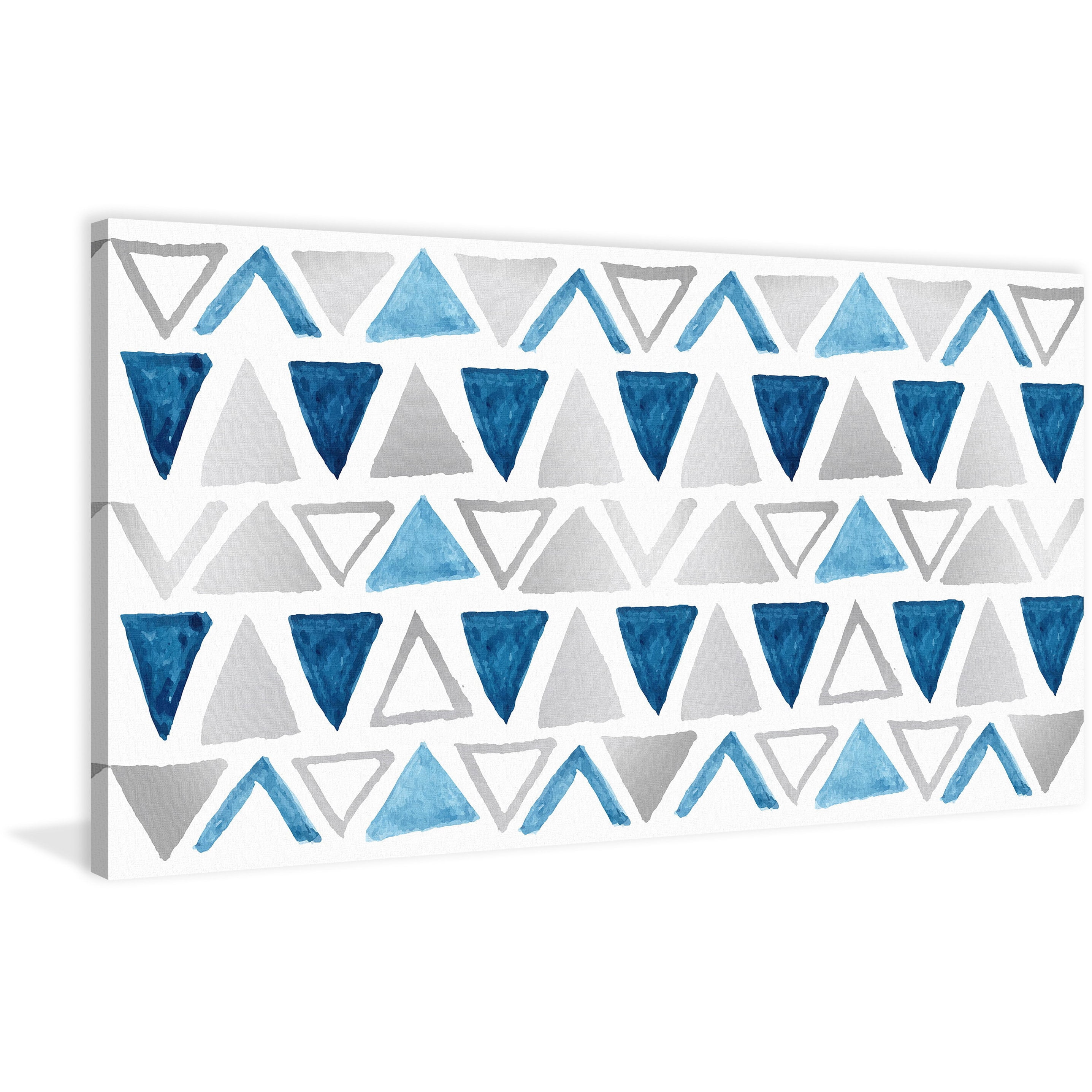 Marmont Hill Inc Marmont Hill - 'Shaded Triangles' Painting Print on Wrapped Canvas - Blue