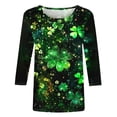 thumbnail image 3 of Womens St. Patricks Day Shamrock Sweatshirt Raglan Sleeve Clover Print Jumper Irish Crew Neck Pullover Tops, 3 of 5