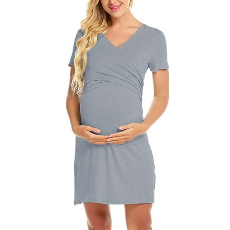 2019 fashion Women's Maternity Short Sleeve V-neck Nursing Breastfeeding Sleepwear (Best Night Dresses 2019)