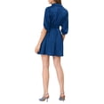 thumbnail image 3 of INSPIRE CHIC Women's Half Sleeve Solid Pleated Waist Belted Button Down Shirt Dress, 3 of 7