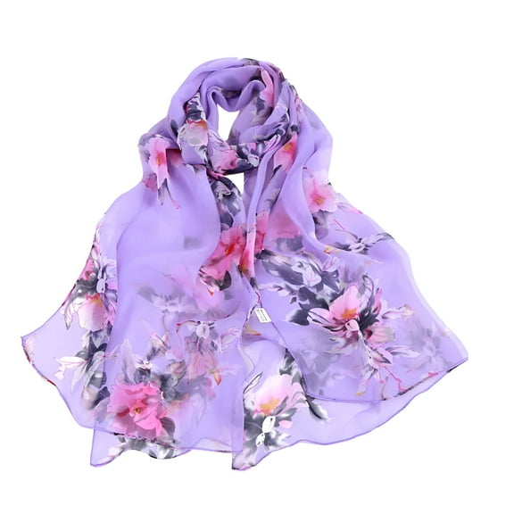 TELOLY Scarfs for Women Lightweight Chiffon Scarves Elegant Floral Pattern Sheer Scarfs Shawls Wraps Sunscreen Shawls