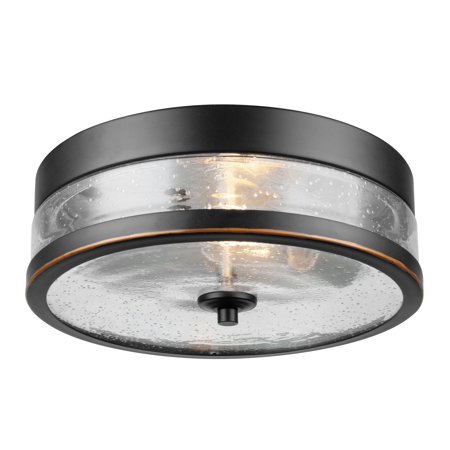 Globe Electric Carolina 1-Light Oil Rubbed Bronze Flush Mount with Clear Glass Shade Bulb Included 61005