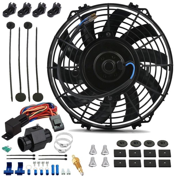 9" Inch Electric Cooling Fans Radiator Hose InLine Grounding Thermo