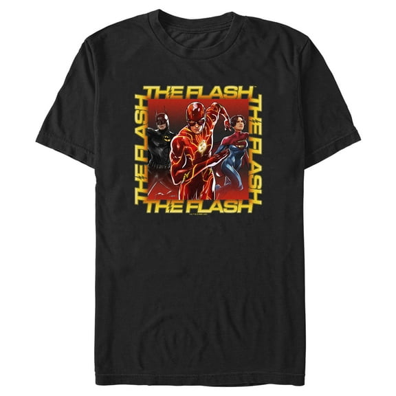 Men's The Flash Boxed Superheroes  Graphic Tee Black Medium