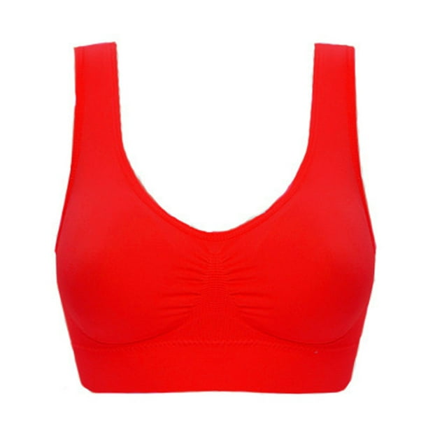 Plus Size Sports Bra for Women Comfortable Wide Band Gathered Yoga Vest  Underwear Women's Wireless Push Up Fitness Lingerie : : Clothing