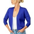 thumbnail image 5 of URBAN DAIZY Women's Classic 3/4 Sleeve Crop Bolero Cardigan Open Front Cropped Shrugs Knit Sweater A09_620 Royal Blue 1XL, 5 of 7