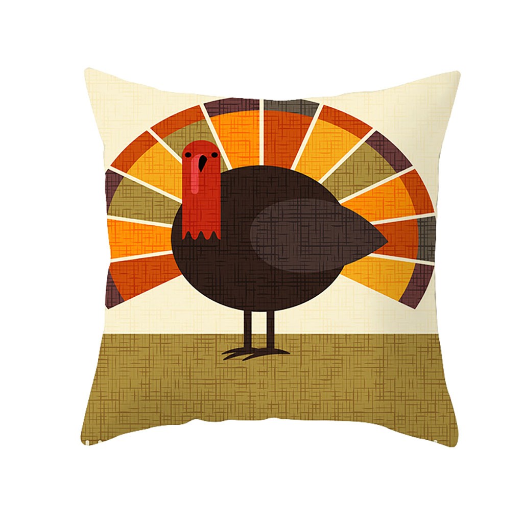 Thanksgiving Turkey Pillow Case Cushion Cover Sofa Bed Car Cushion