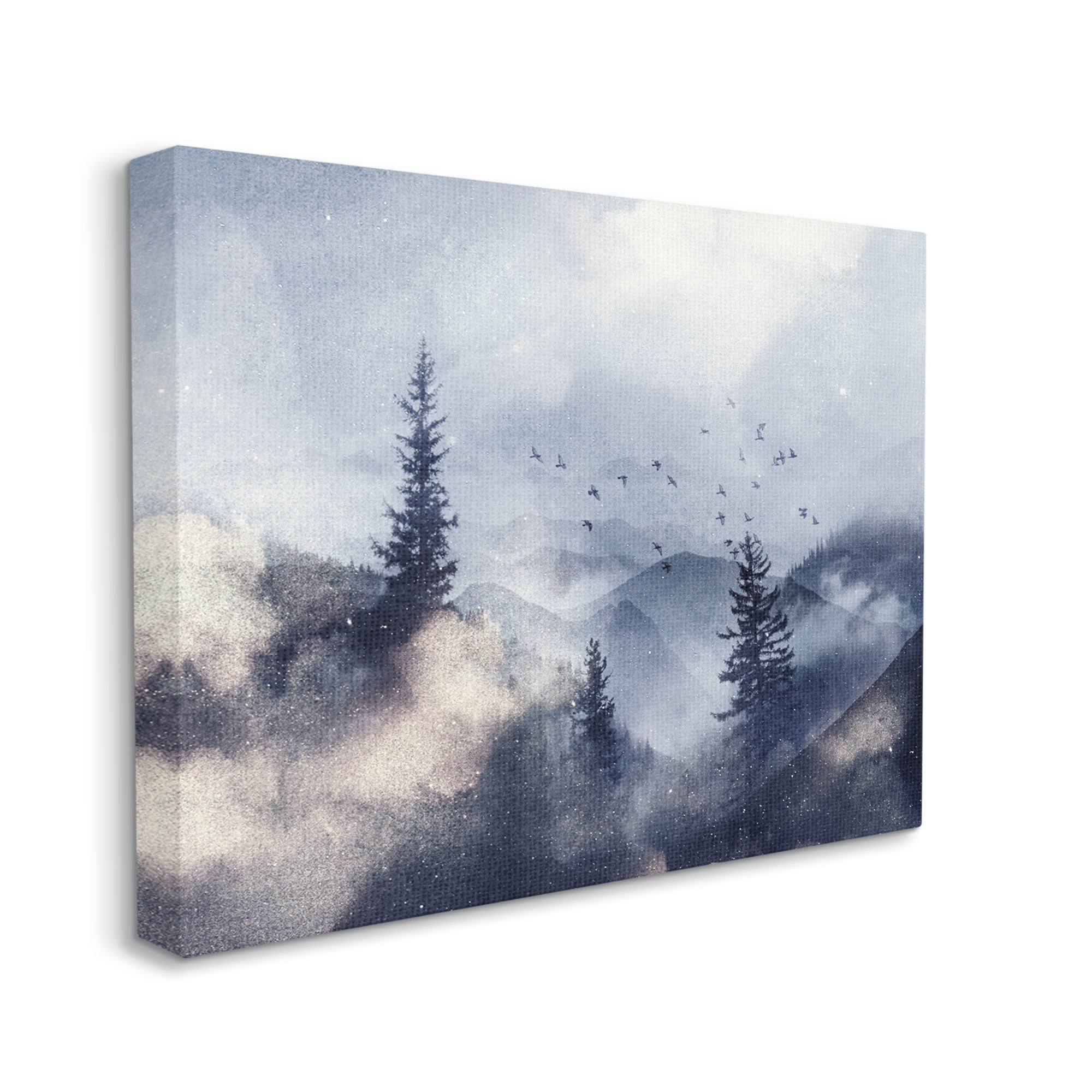 Stupell Industries Birds Over Mountain Scene Nature Painting Gallery Wrapped Canvas Print Wall Art, 20 x 16