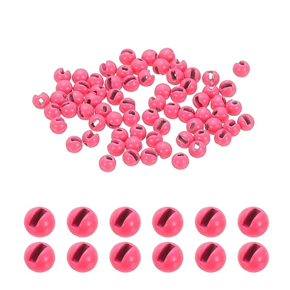 Uxcell Fly Tying Tungsten Beads, 70 Pcs 2mm / 0.08 Inch Tungsten Slotted Beads Tungsten Round Ball Beads for Fly Tying Jig Hooks Fishing Materials, Pink