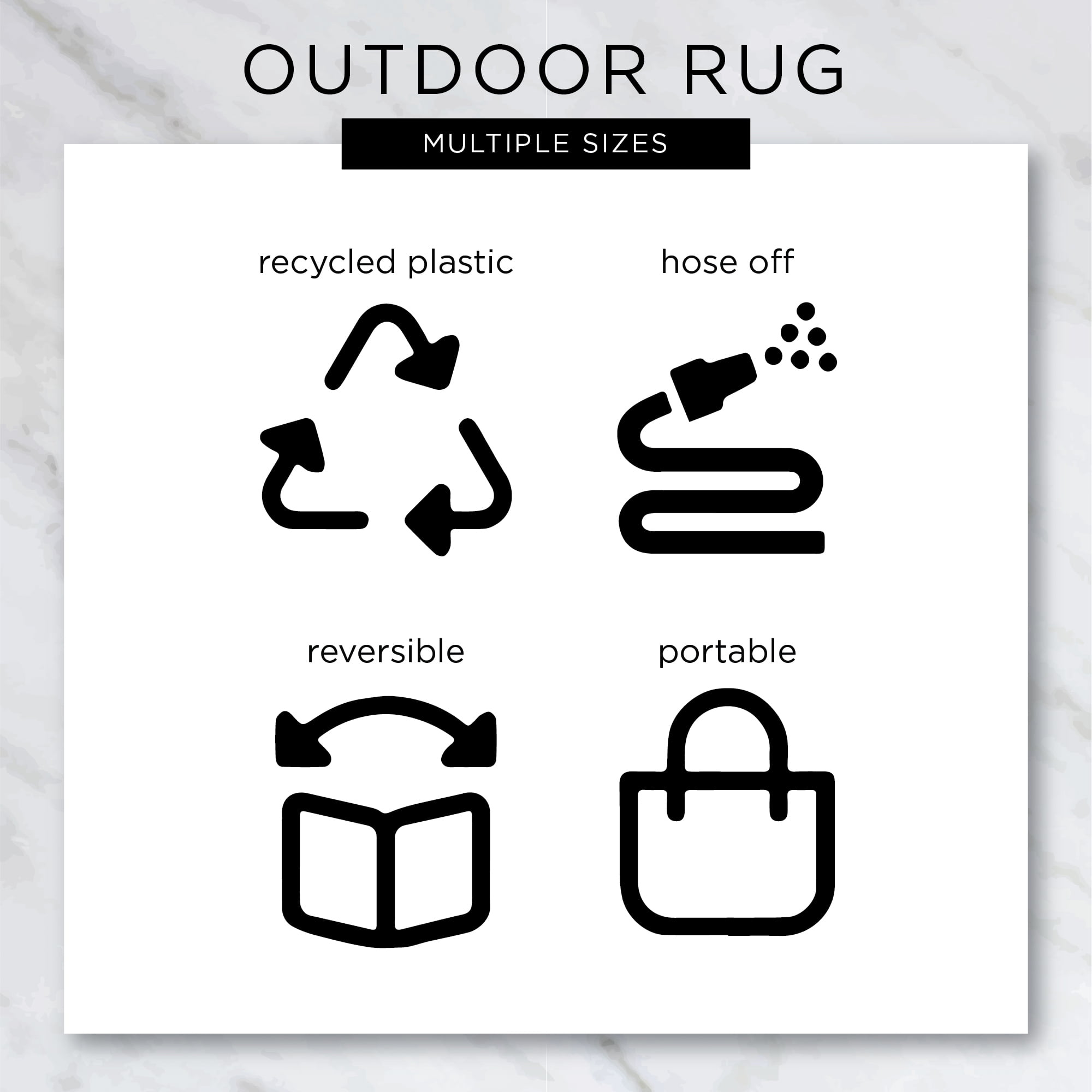 DII Outdoor Rug Collection Reversible Woven Polypropylene Mat, 5x8-Feet, Black & White