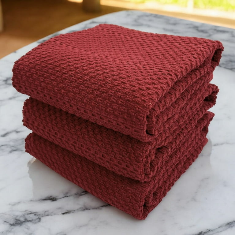 Serafina Home Maroon Dark Red Brick Red Kitchen Hand Dish Towels