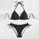 thumbnail image 4 of Traje de baño de 2 piezas para mujer, trajes de baño para mujer, conjunto de traje de baño casual de color liso con abertura y cordones para mujer, 4 of 4