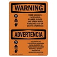 thumbnail image 1 of SignMission OS-WS-A-1218-L-12921 12 x 18 Po Signe d'Avertissement OSHA - Porter des Lunettes de Protection Gants Acide Bilingue, 1 of 1