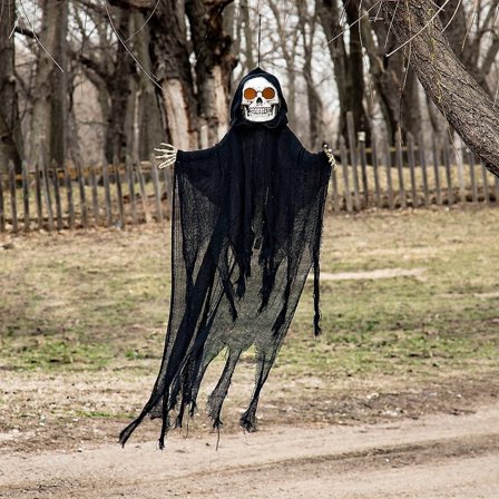 Morris Costumes - Hanging Sonic Skeleton Reaper Halloween Decoration 32 1/4" x 47 1/4" - One Size