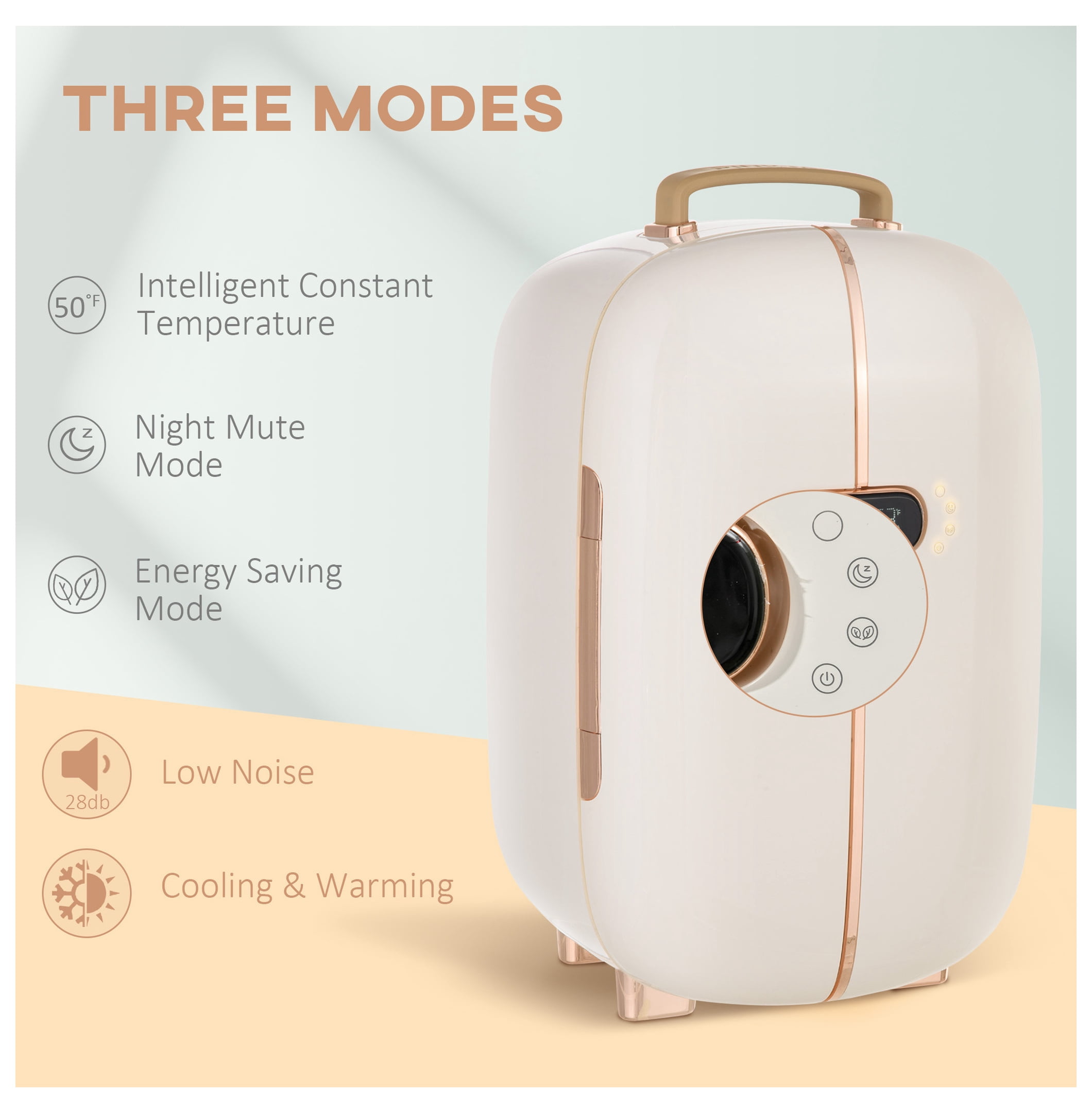 HOMCOM Portable Skincare Fridge with LED Display, 12L Mini Fridge for Beauty, Makeup and Cosmetics, Small Refrigerator Cooler for Bedroom, Home Office, Desktop, White