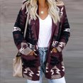 thumbnail image 1 of Chaquetas y abrigos casuales de manga larga sin capucha para mujer, con estampado étnico, cuello en V, manga larga, con capucha, abrigos casuales finos, top de poliéster para mujer, 1 of 6