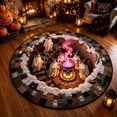 thumbnail image 5 of 3D Haunted Staircase Round Rug, Halloween Optical Illusion Area Rug with Spooky Ghost Design, Non-Slip Floor Mat for Living Room Bedroom Entryway Party Decor, 5 of 5