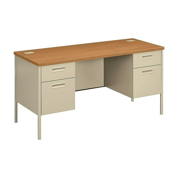 HON HP3231.C.L Metro Series 60 in. W x 24 in. D x 29.5 in. H Kneespace Credenza - Harvest/Putty