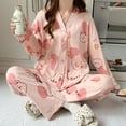 thumbnail image 1 of Pijama tipo kimono para niñas de primavera y otoño, pantalones de manga larga, cárdigan para niñas, ropa de casa, pijamas de algodón con dibujos animados bonitos, 1 of 1
