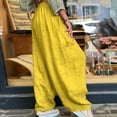 thumbnail image 5 of TRUBKH Cotton Linen Pants Beach Baggy Trousers Barrel Palazzo Pants Baggy Pants Elastic Ankle Pants Women Baggy Yoga Pants Women Drop Crotch Harem Pants Beach Palazzo Harem Pants Gold 5XL, 5 of 5