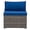 Blended Grey/Oxford Blue, variant on CorLiving Parksville Resin Wicker Rattan and Steel Patio Sectional Middle Chair with Cushions, Sold Individually, Use to Expand an Outdoor Set