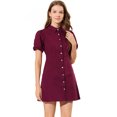 thumbnail image 1 of INSPIRE CHIC Robe en Denim pour Femme, Robe Chemise à Manches Courtes Bouffantes et Boutons, 1 of 6