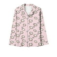 thumbnail image 5 of BRGZLK Women Casual Fashion Turn Down Collar Print Long Sleeve Nightwear Set Casual Soft Cozy Top Pants Pajamas Set Pink S, 5 of 5