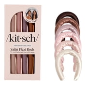 Kitsch Flexi Rods, Satin Covered Heatless Hair Curlers, Rosewood, 6 Pieces