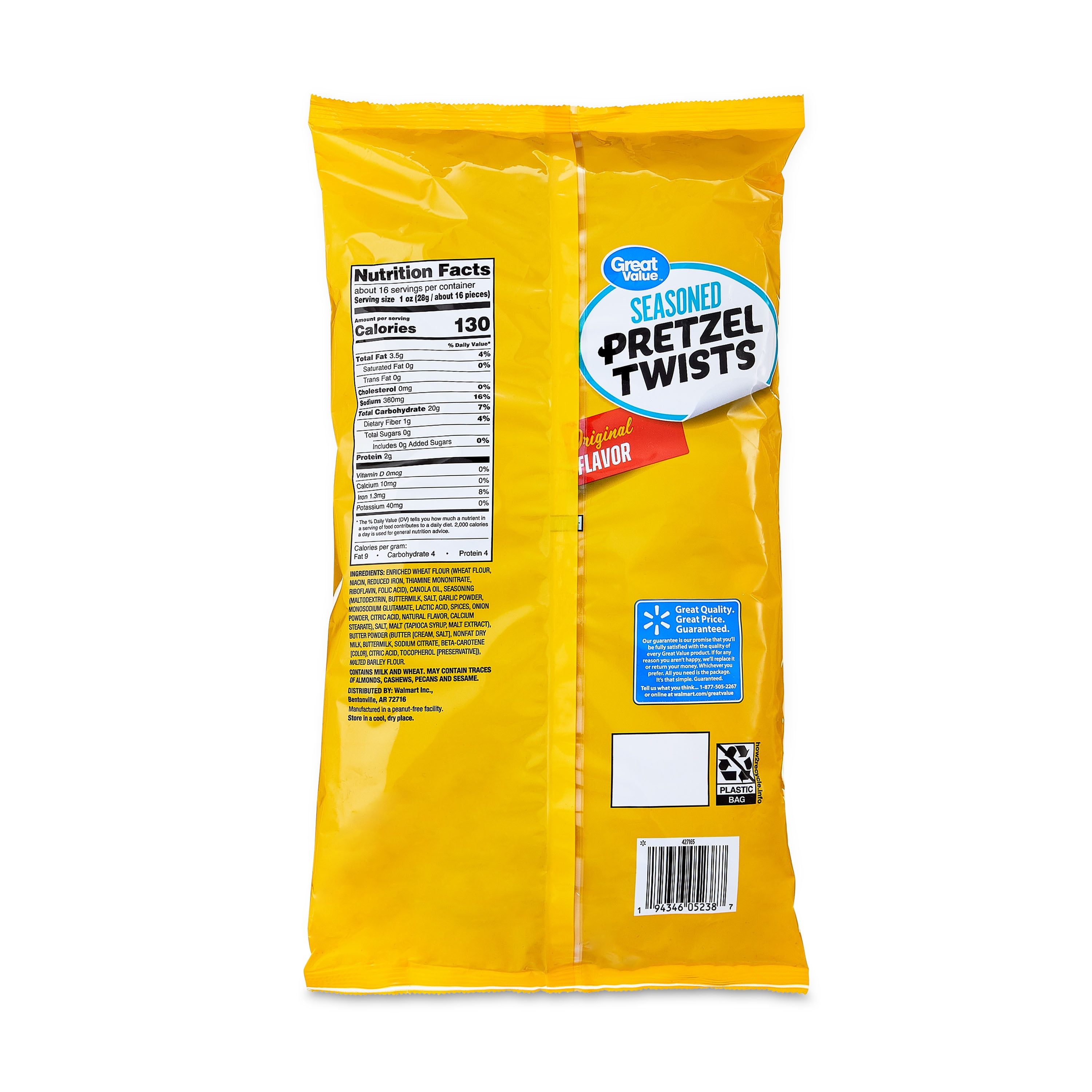 Great Value Original Seasoned Pretzel Twists, 16 oz
