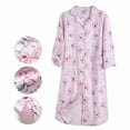 thumbnail image 2 of GLOBAL Camisón de Pijama para Mujer, Camisón de Manga Larga con Botones, Camisón de Novio, Camisetas de Dormir 100% Algodón, Floral Rosa XXL, 2 of 3