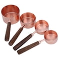 thumbnail image 2 of Juego de 4 tazas y cucharas medidoras de oro rosa con mango de madera, elementos esenciales para hornear en la cocina, básculas duraderas, 2 of 8