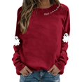thumbnail image 1 of HUITKMM Chandail à Capuche pour Femmes Imprimé Halloween Manches Longues Sans Capuche Mode Automne Décontracté Col Rond Chandail Graphique pour Automne Hiver, 1 of 5