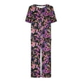 thumbnail image 7 of Moxiu Pajamas for Women Set Summer Short Sleeve Crewneck Top with Capri Pants Pjs 2 PIece Soft Comfy Lounge & Sleepwear Set 2025 Multicolor,M, 7 of 7