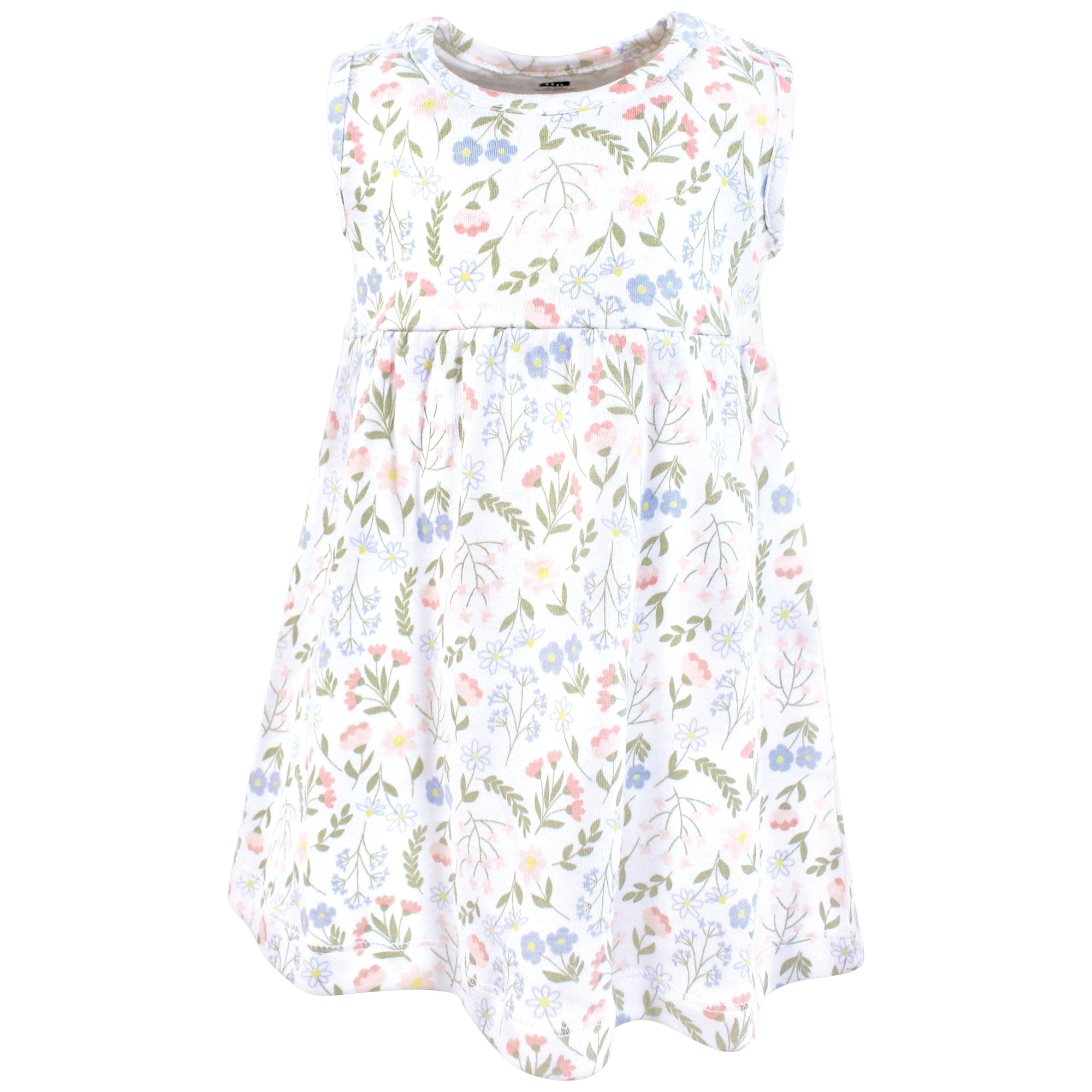 Hudson Baby Infant and Toddler Girls Cotton Dress and Cardigan Set, Pastel Wildflower, 12-18 Months