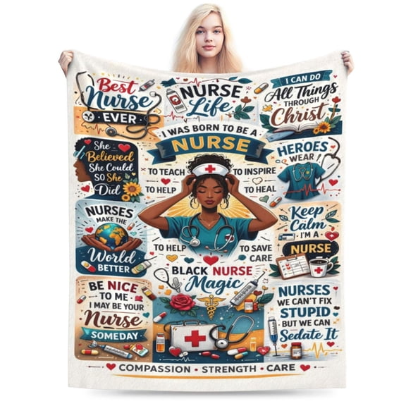 Nurse Life Blanket Nurse Appreciation Gift Blanket Healthcare Hero Nursing Career Inspirational Nurse Throw Blanket Cozy Soft Blanket for Nurses Home Decor Gift 50x40