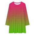thumbnail image 2 of Pink Green Gradient Loose Dress Evening Dress Summer Dresses for Women Luxury Dress Long Sleeved Dress, 2 of 4