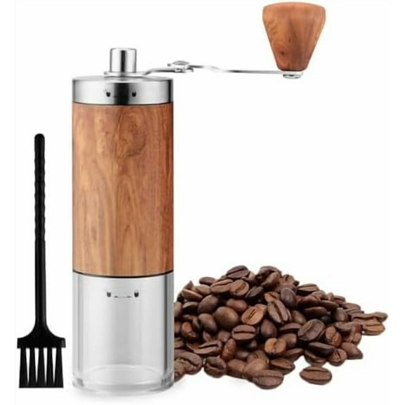 Manual Coffee Grinder - Stainless Steel Hand Crank Burr Coffee Mill for Espresso, French Press, Pour Over - Portable Coffee Bean Grinder for Home, Camping, Travel