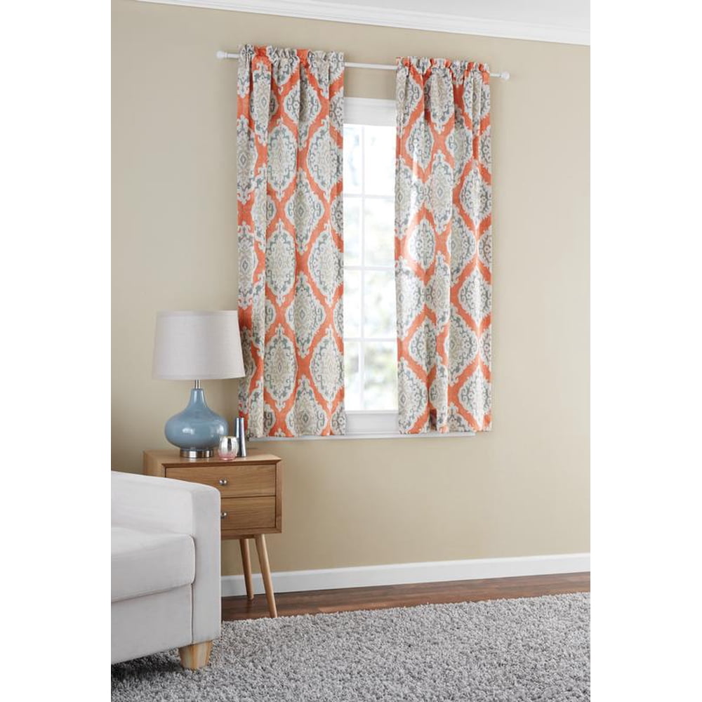 Mainstays Distressed Ikat Print Room Darkening Rod Pocket Curtain Panel