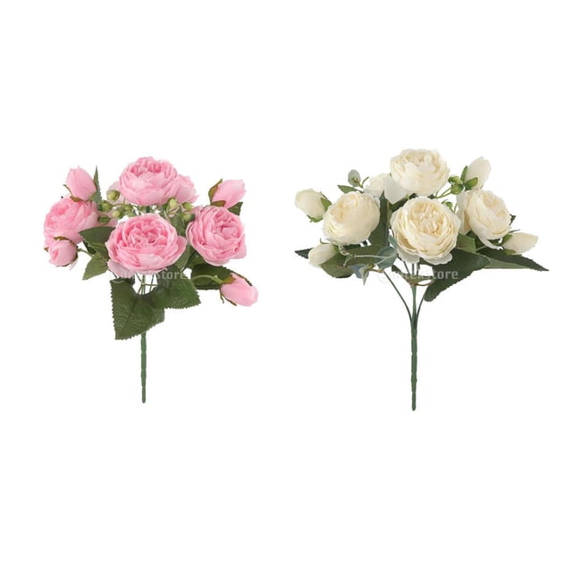 Ramo De Arreglo De Flores De Peonía Artificial 2pcs Para , Decoración De