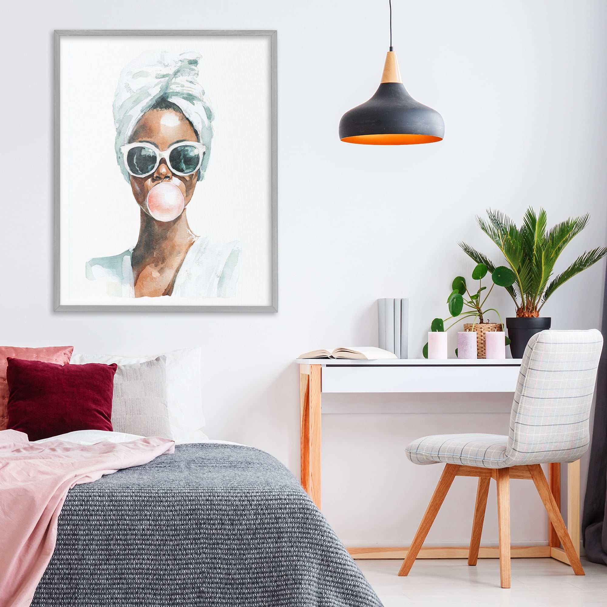 Stupell Industries Bubble Reverie Female Gray Framed Giclee Art, design by Svetlana Aleynikova