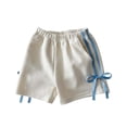 thumbnail image 4 of BRGZLK Toddler Baby Girl Summer Shorts Color Block High Waist Soft Comfortable Bow Going Out Casual Sport Shorts for Daily White 4-5 Years, 4 of 5